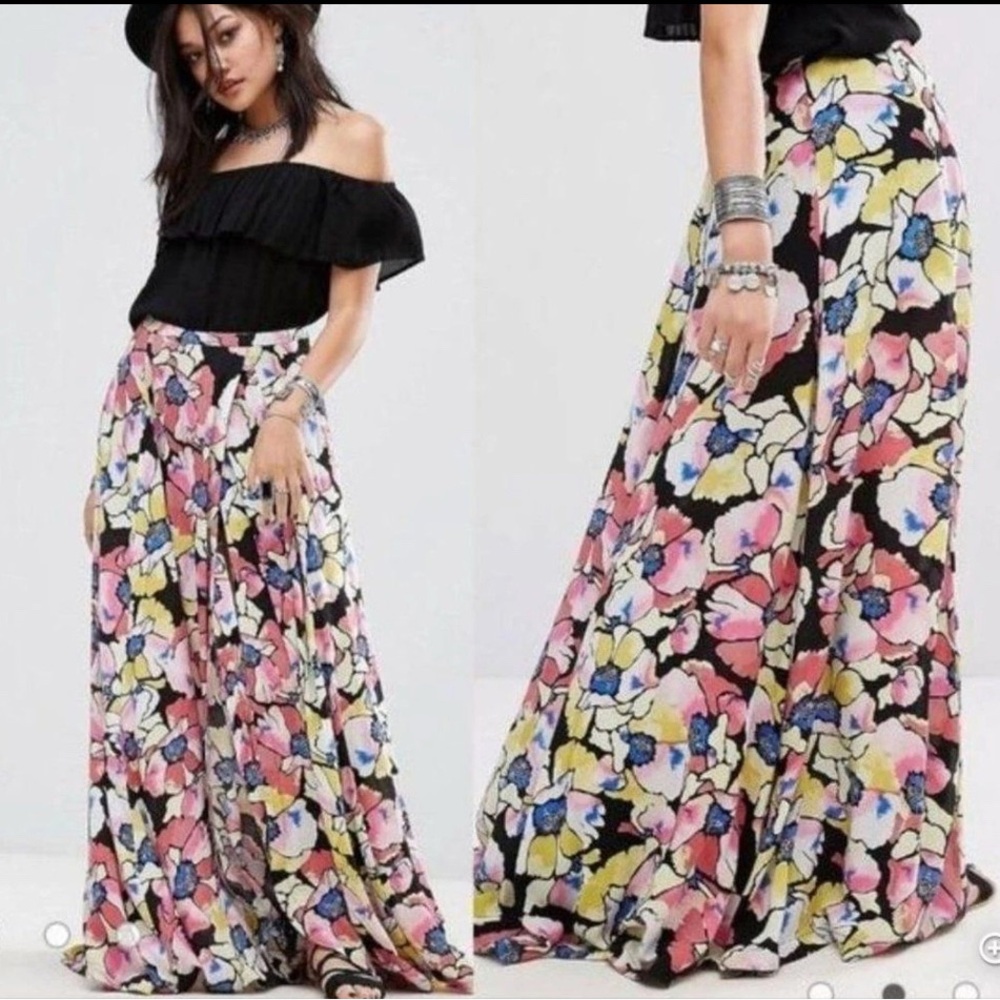 Free People Hot Tropics Floral Maxi Skirt w/pockets- Sz 4